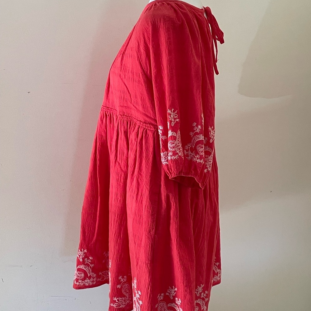 Chelsea & Violet 100% cotton lined Boho raglan seersucker/embroidery tunic/dress - Picture 3 of 10
